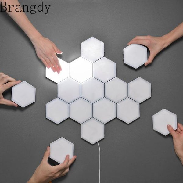 wall lamp modern touch sensitive lighting hexagonal light quantum lamps modular led night hexagons indoor home decoration 
wall lamp modern touch sensitive lighting hexagonal light quantum lamps modular led night hexagons indoor home decoration