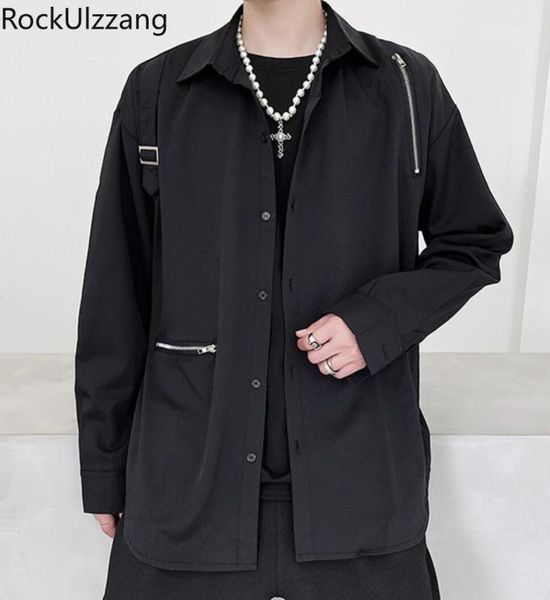 men's casual shirts plus size long sleeve autumn outfit stitch zipper ring ribbon solid punk streetwear shirt dark blouse hip hop haraj, White;black
men's casual shirts plus size long sleeve autumn outfit stitch zipper ring ribbon solid punk streetwear shirt dark blouse hip hop haraj, White;black