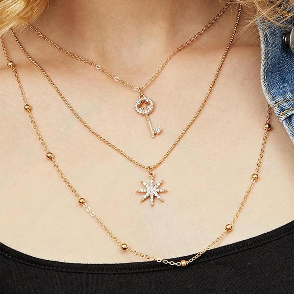 luokey european and america new vintage necklace for women fashion star key pendant necklace layered beads chain choker collares, Golden;silver
luokey european and america new vintage necklace for women fashion star key pendant necklace layered beads chain choker collares, Golden;silver
