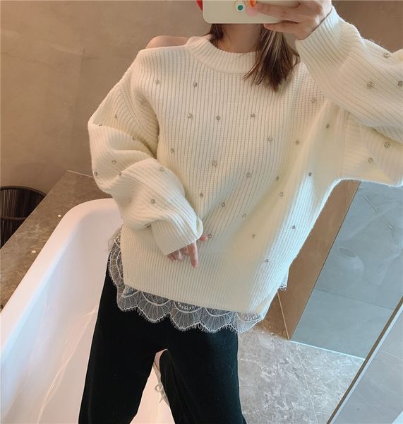2021 new winter cashmere female around the white neck knitted pullovers cold shoulder tightly knit lace diamond sweaters eao5, White;black
2021 new winter cashmere female around the white neck knitted pullovers cold shoulder tightly knit lace diamond sweaters eao5, White;black