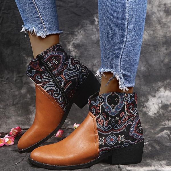 women ankle boots vintage leather embroidery med heels spring female botas western zipper black ankle boots suqare heels#1
women ankle boots vintage leather embroidery med heels spring female botas western zipper black ankle boots suqare heels#1
