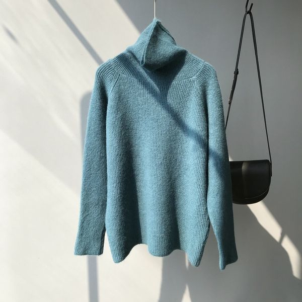 new 2021 spring turtleneck pure color loose style knitted fashion sweater casual women blue pullovers pull femme hmx2, White;black
new 2021 spring turtleneck pure color loose style knitted fashion sweater casual women blue pullovers pull femme hmx2, White;black