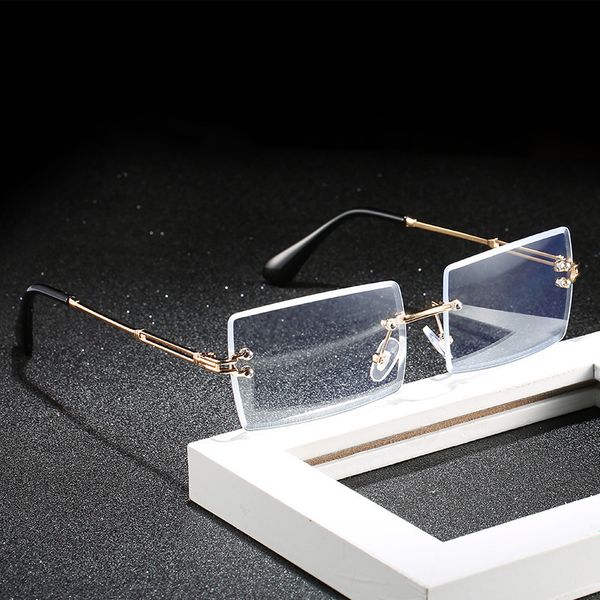 small square rimless sunglasses anti-blue frame fashion popular rectangle new eyewear women men shades metal glasses, White;black
small square rimless sunglasses anti-blue frame fashion popular rectangle new eyewear women men shades metal glasses, White;black