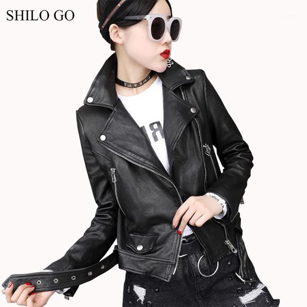 shilo go leather jacket womens spring fashion sheepskin genuine leather coat lapel collar side pocket zipper slim jacket black1, Black;brown 
shilo go leather jacket womens spring fashion sheepskin genuine leather coat lapel collar side pocket zipper slim jacket black1, Black;brown