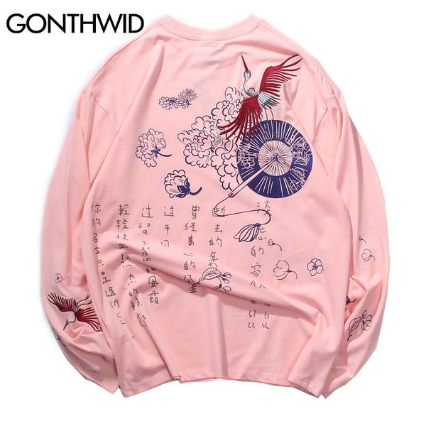 chinese characters embroidery crane hand fan print long sleeve tees shirts hip hop harajuku casual streetwear tshirts, White;black
chinese characters embroidery crane hand fan print long sleeve tees shirts hip hop harajuku casual streetwear tshirts, White;black