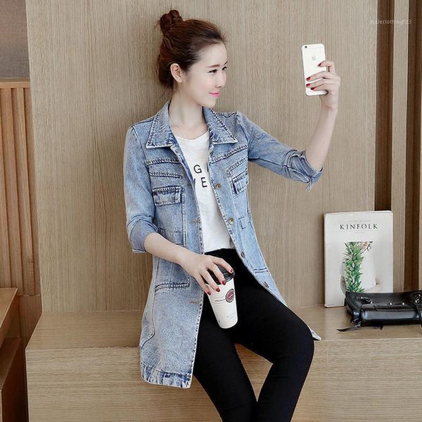 women's jackets jacket women spring large size female korean edition medium and long sleeve denim coat women1, Black;brown
women's jackets jacket women spring large size female korean edition medium and long sleeve denim coat women1, Black;brown