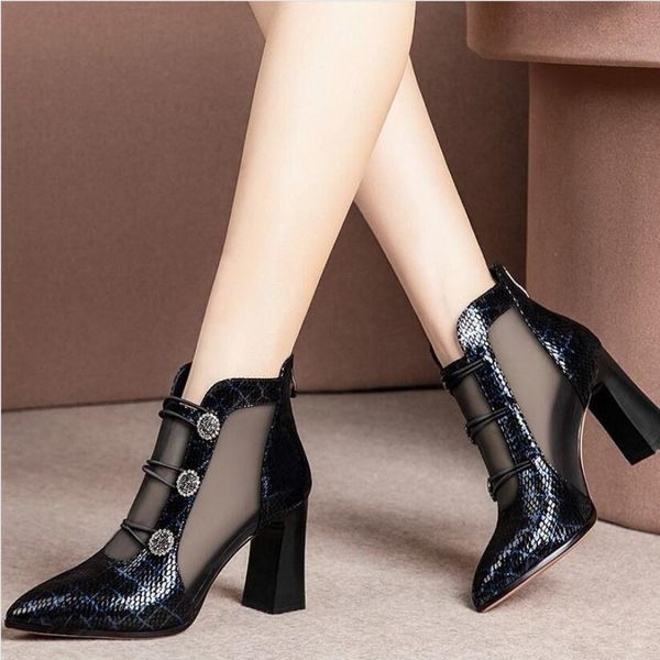 spring mesh sandals boots women pointed toes high heeled summer heels square heel shoes woman hollow out female blue grey y200723, Black
spring mesh sandals boots women pointed toes high heeled summer heels square heel shoes woman hollow out female blue grey y200723, Black