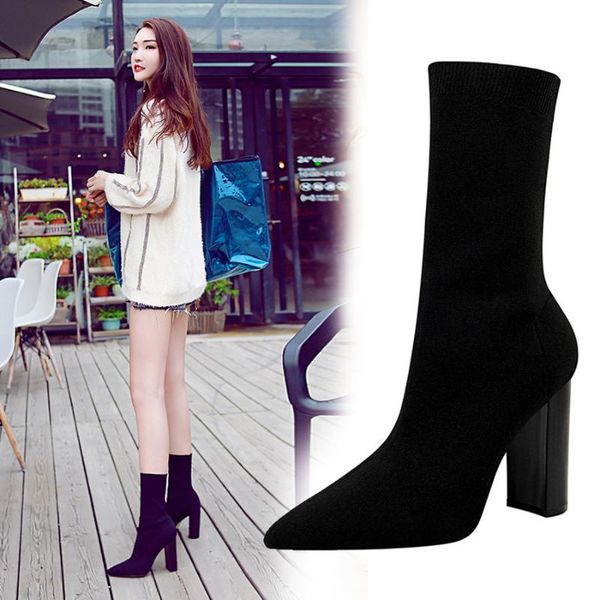 wind autumn winter fashion new style simple thick heel high heel pointed nightclub show thin wool short boots, Black
wind autumn winter fashion new style simple thick heel high heel pointed nightclub show thin wool short boots, Black