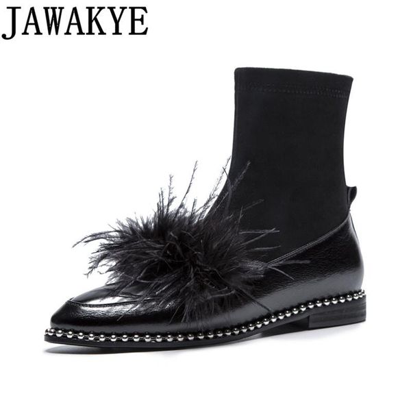 boots genuine leather flat heels stretch fabric women botas string beaded rivets ankle for ladies runway sock shoes 2021 autumn, Black
boots genuine leather flat heels stretch fabric women botas string beaded rivets ankle for ladies runway sock shoes 2021 autumn, Black