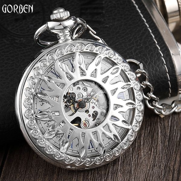 vintage silver steampunk sun flower hollow design mechanical pocket watch male clock skeleton hand wind men watch with fob chain t200502, Slivery;golden
vintage silver steampunk sun flower hollow design mechanical pocket watch male clock skeleton hand wind men watch with fob chain t200502, Slivery;golden