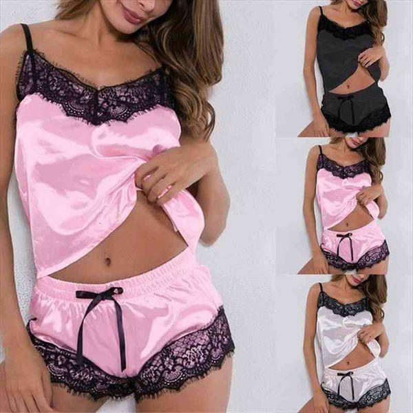 women pajama sets lace strap solid and suit summer v neck female sleeveless cami home sleepwear 2 pcs, Black;red
women pajama sets lace strap solid and suit summer v neck female sleeveless cami home sleepwear 2 pcs, Black;red