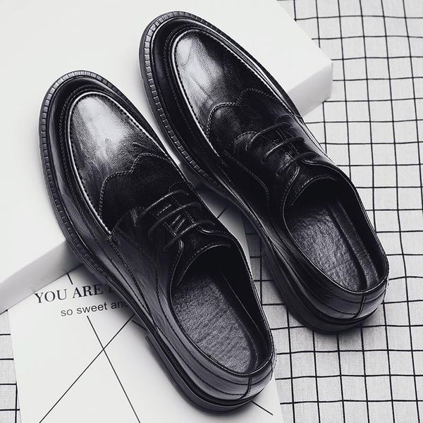 business formal wear increased leather shoes 2020 spring and autumn british men's shoes trend wild, Black
business formal wear increased leather shoes 2020 spring and autumn british men's shoes trend wild, Black