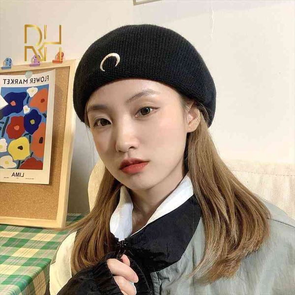 Knit Winter Warm Black Beret Female French Artist Beanie Hat Gothic Punk Style Retro Moon Embroidery Women Painter Hat, Blue;gray
Knit Winter Warm Black Beret Female French Artist Beanie Hat Gothic Punk Style Retro Moon Embroidery Women Painter Hat, Blue;gray