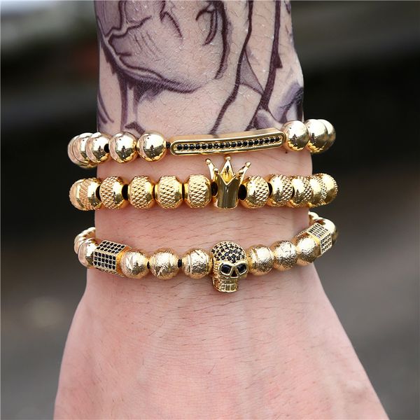 men women fashion punk bracelets set stainless steel gold plated cz crown skull charm bracelet for for men jewelry, Black
men women fashion punk bracelets set stainless steel gold plated cz crown skull charm bracelet for for men jewelry, Black