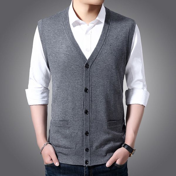 spring and autumn wool vest men's white short sleeve cardigan sleeveless sweater jacket father ma jianan, Black;white
spring and autumn wool vest men's white short sleeve cardigan sleeveless sweater jacket father ma jianan, Black;white