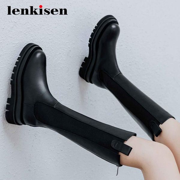 lenkisen equestrian boots large size natural leather patchwork platform round toe thick high heel slip on knee-high boots l15, Black
lenkisen equestrian boots large size natural leather patchwork platform round toe thick high heel slip on knee-high boots l15, Black