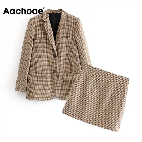 aachoae fashion office ladies suit set women two piece set houndstooth single breasted blazer with high waist chic mini skirt x0923, Gray
aachoae fashion office ladies suit set women two piece set houndstooth single breasted blazer with high waist chic mini skirt x0923, Gray