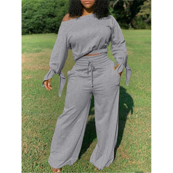 women solid color tracksuits fashion trend long sleeve double cuff knotted sweatshirts wide leg pants sets designer autumn female sport sets, Gray
women solid color tracksuits fashion trend long sleeve double cuff knotted sweatshirts wide leg pants sets designer autumn female sport sets, Gray