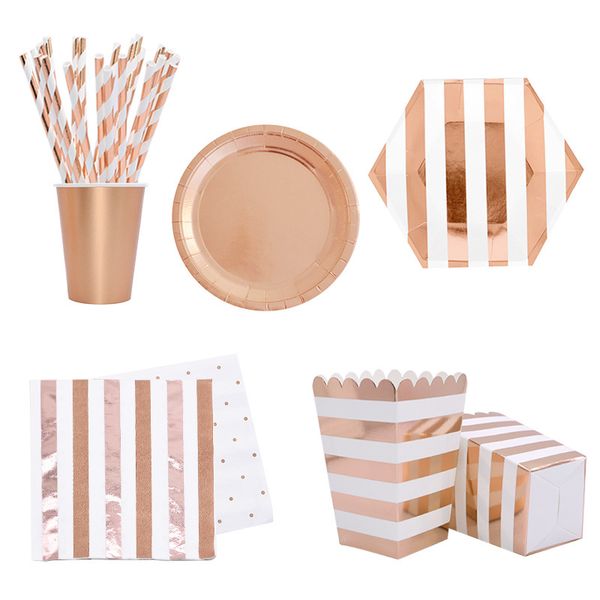 rose gold disposable tableware set paper cups plates straws table decoration wedding birthday party supplies
rose gold disposable tableware set paper cups plates straws table decoration wedding birthday party supplies