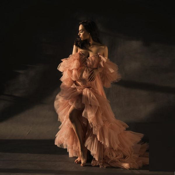sweet heart evening dresses maternity tulle robe long length off the shoulder sheer tulle maternity dress see through blush pink gown, Black;red
sweet heart evening dresses maternity tulle robe long length off the shoulder sheer tulle maternity dress see through blush pink gown, Black;red
