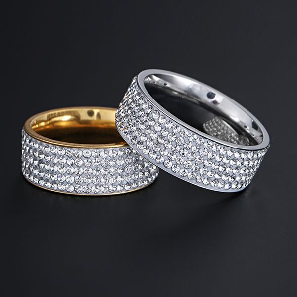 modyle gold color stainless steel ring for women 5 row clear crystal jewelry fashion cubic zirconia engagement wedding rings, Silver
modyle gold color stainless steel ring for women 5 row clear crystal jewelry fashion cubic zirconia engagement wedding rings, Silver