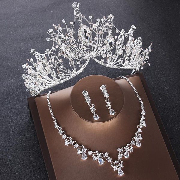 crown headdress forest super fairy baroque wedding three sets of bride korean jewelry, Silver
crown headdress forest super fairy baroque wedding three sets of bride korean jewelry, Silver