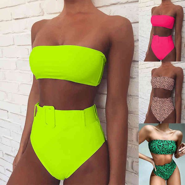 women bandeau high waist bikinis halter swimwear summer bikini set padded two piece swimsuit beach bathing suit, White;black
women bandeau high waist bikinis halter swimwear summer bikini set padded two piece swimsuit beach bathing suit, White;black