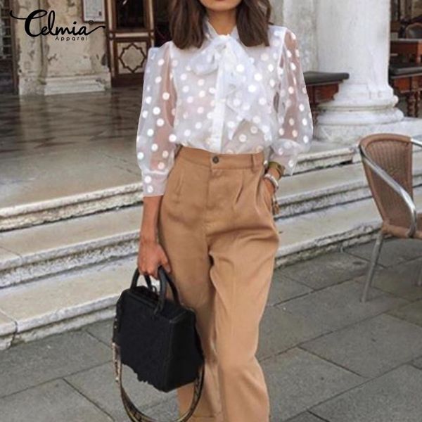 women fashion polka dot blouses mesh sheer see-through shirts celmia s-5xl buttons gauze tull blusas femininas 7 y200422, White
women fashion polka dot blouses mesh sheer see-through shirts celmia s-5xl buttons gauze tull blusas femininas 7 y200422, White