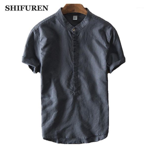 shifuren summer new breathable short sleeve cotton linen shirts men loose fit mandarin collar male causal dress shirts 1, White;black
shifuren summer new breathable short sleeve cotton linen shirts men loose fit mandarin collar male causal dress shirts 1, White;black