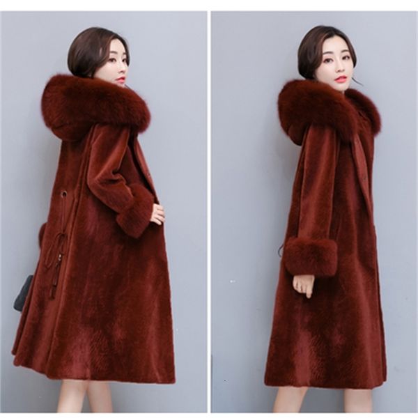 2021 new sheep sheared female jacket medium long new winter fashion fox skin hoodie parker fur jackets with hood big size women's cloth, Black
2021 new sheep sheared female jacket medium long new winter fashion fox skin hoodie parker fur jackets with hood big size women's cloth, Black