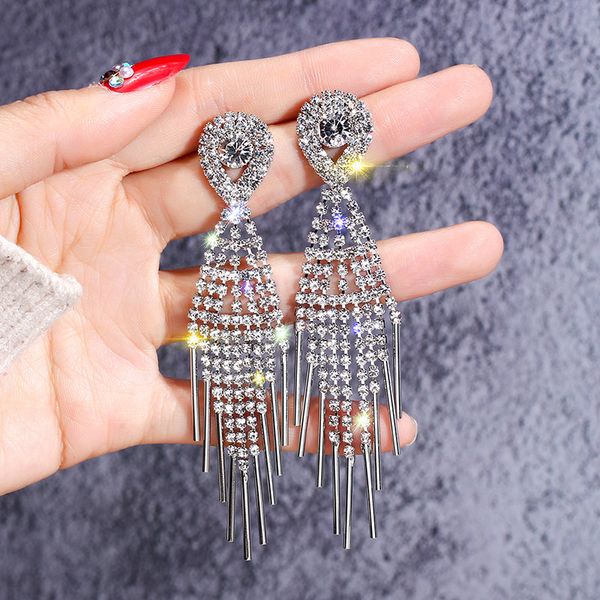 2021 european fashion tassels long earrings korean jewelry new arrival crystal ethnic water drop women dangle earrings, Silver
2021 european fashion tassels long earrings korean jewelry new arrival crystal ethnic water drop women dangle earrings, Silver