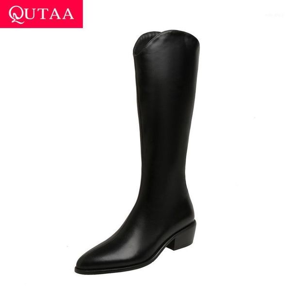 qutaa 2021 pointed toe autumn winter knee high boots pu leather zipper long boots square heel fashion short big size 34-431, Black
qutaa 2021 pointed toe autumn winter knee high boots pu leather zipper long boots square heel fashion short big size 34-431, Black