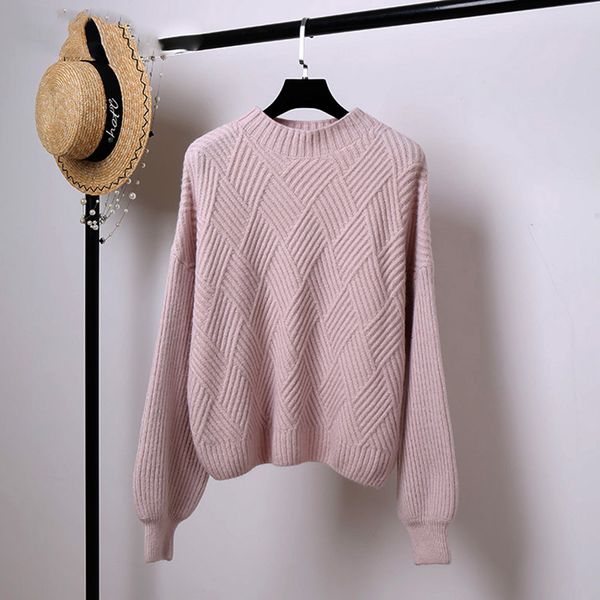 winter autumn oversized knitted cashmere sweater women lantern sleeve diamond basic thicken pullovers, White;black
winter autumn oversized knitted cashmere sweater women lantern sleeve diamond basic thicken pullovers, White;black