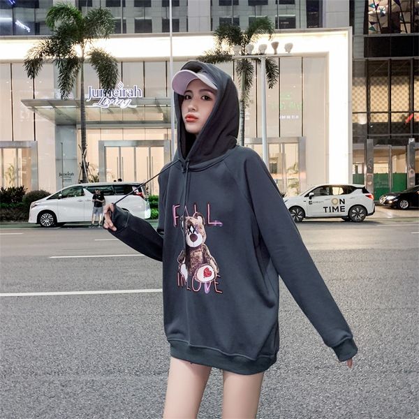 real s2020 autumn and winter high-end european and american bear printing hooded straight tube loose long sweater woman, Black
real s2020 autumn and winter high-end european and american bear printing hooded straight tube loose long sweater woman, Black