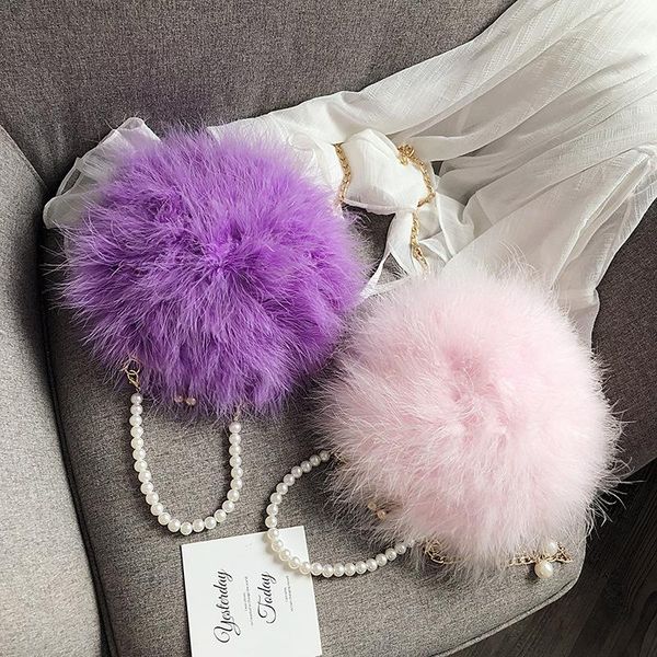 women fur bag turkey feather bag female pearl hand shoulder diagonal chain small round
women fur bag turkey feather bag female pearl hand shoulder diagonal chain small round