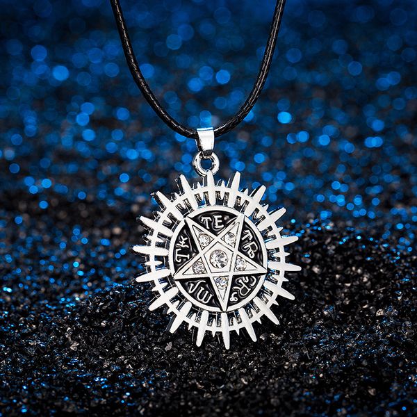 new tv surranding accessories film television silver pentagram sun evil power supernatural leather cord hip hop punk tik tok mens necklace
new tv surranding accessories film television silver pentagram sun evil power supernatural leather cord hip hop punk tik tok mens necklace