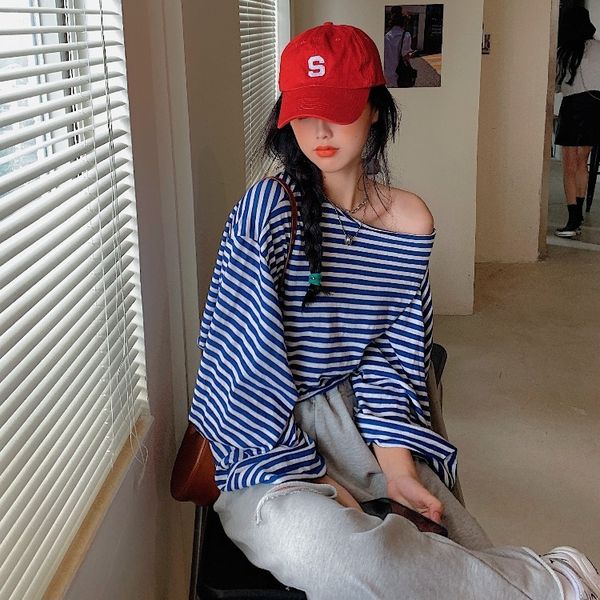 ruifan early autumn new loose asymmetric slant t-shirt collarshoulder long sleeve navel stripe t-shirt for women k1cur, White
ruifan early autumn new loose asymmetric slant t-shirt collarshoulder long sleeve navel stripe t-shirt for women k1cur, White