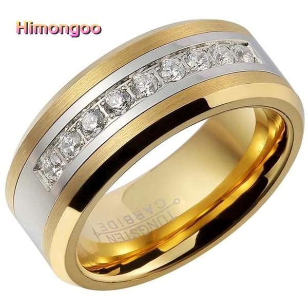 himongoo 8mm gold men's tungsten carbide ring wedding band with zircon flat wire engagement anniversary gift, Slivery;golden
himongoo 8mm gold men's tungsten carbide ring wedding band with zircon flat wire engagement anniversary gift, Slivery;golden