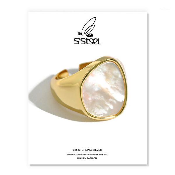 s'steel shell ring 925 sterling silver gift for women korean minimalist designer luxury opening rings anillos para mujer jewelry1, Golden;silver
s'steel shell ring 925 sterling silver gift for women korean minimalist designer luxury opening rings anillos para mujer jewelry1, Golden;silver