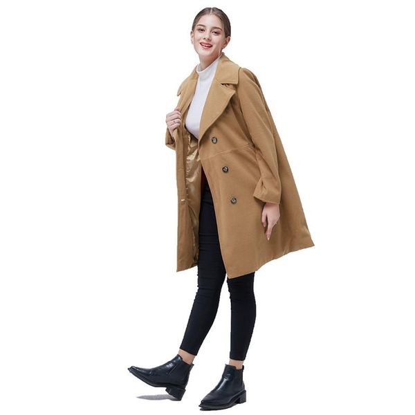 2021 autumn and winter fashion retro big lapel long double breasted pure color woolen coat loose long sleeve women's jacket c087, Black
2021 autumn and winter fashion retro big lapel long double breasted pure color woolen coat loose long sleeve women's jacket c087, Black