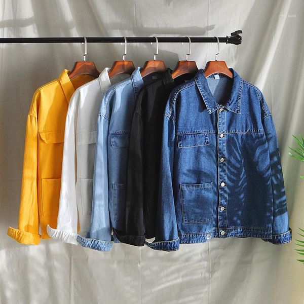 casual black jeans jacket men white blue yellow solid color autumn spring1, Black;brown
casual black jeans jacket men white blue yellow solid color autumn spring1, Black;brown