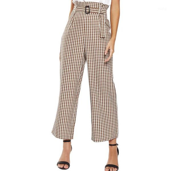 women high waist cotton plaid printed wide leg pants casual loose sashes pleated ankle length trousers1, Black;white
women high waist cotton plaid printed wide leg pants casual loose sashes pleated ankle length trousers1, Black;white