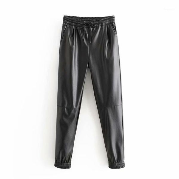 spring 2020 new high waist elastic waist pocket elastic closing pants pu imitation leather jogging pants 071022318001, Black;white
spring 2020 new high waist elastic waist pocket elastic closing pants pu imitation leather jogging pants 071022318001, Black;white