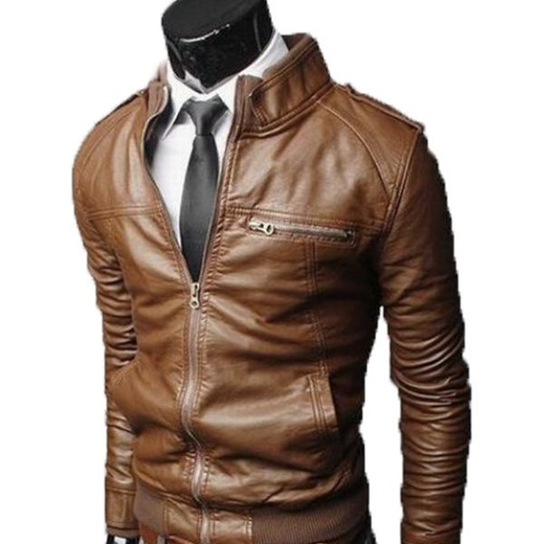 autumn winter mens jacket pu zippers slim cutting coat leather jackets plus size amc0001, Black;brown
autumn winter mens jacket pu zippers slim cutting coat leather jackets plus size amc0001, Black;brown
