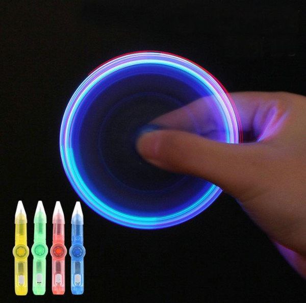 Gifts Plastic Mini Colorful Flash Gyro Rotated Luminous Led Light Pen Creative Multi Function Children Hand Spinner Fidget Toys Pen