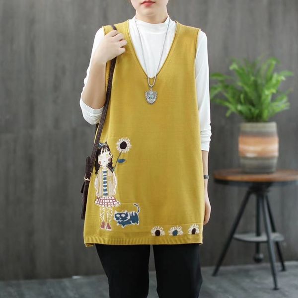 beautiful flower pullover v-neck vest pullover clothing wear winter women's wearknitted sweater for women cartoon embroidery loose kore, White;black
beautiful flower pullover v-neck vest pullover clothing wear winter women's wearknitted sweater for women cartoon embroidery loose kore, White;black