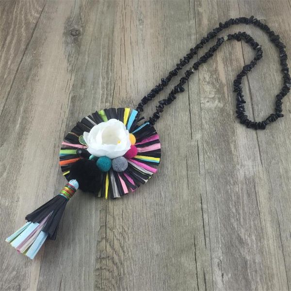 bohemian vintage long necklace handmade stone chain paper pompom flower necklace & pendant fashion statement jewelry, Silver
bohemian vintage long necklace handmade stone chain paper pompom flower necklace & pendant fashion statement jewelry, Silver