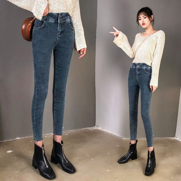 super waisted leggings, close fitting jeans, women's slim high waisted, new summer black capris in 2019, Blue
super waisted leggings, close fitting jeans, women's slim high waisted, new summer black capris in 2019, Blue