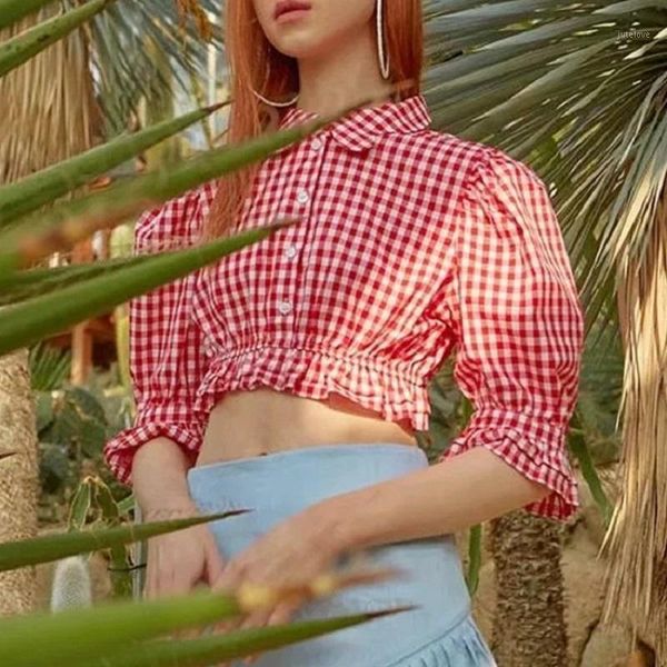 autumn summer casual ruffled short shirt plaid lapels lace high waist vintage women blouse short shirt mujer blusa 1, White
autumn summer casual ruffled short shirt plaid lapels lace high waist vintage women blouse short shirt mujer blusa 1, White