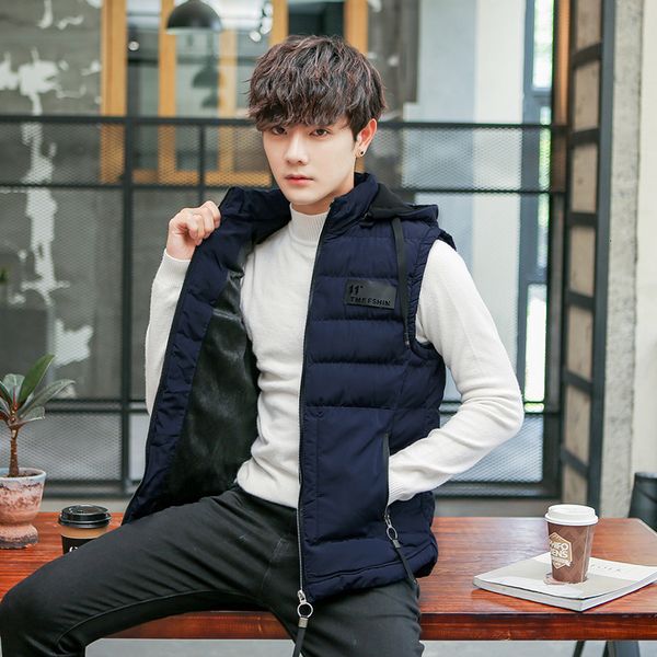 vest autumn winter hooded thickened slim young and middle-aged men's casual warm cotton padded jacket, Black;white
vest autumn winter hooded thickened slim young and middle-aged men's casual warm cotton padded jacket, Black;white